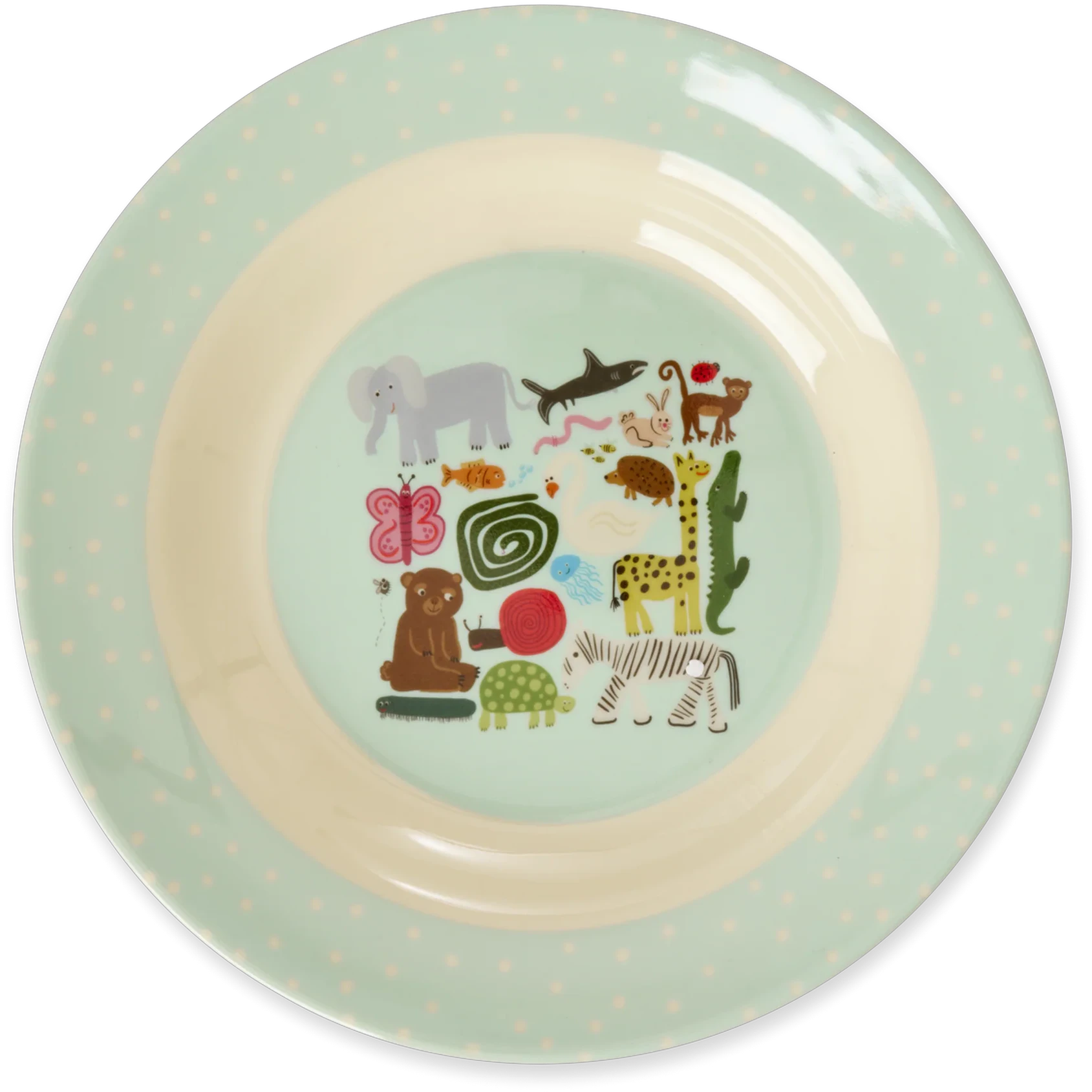 Rice e Bowl 20 Cm Mint Wildlife - B&oslash;rnetallerkner Melamin - KIBOW-WILIMI