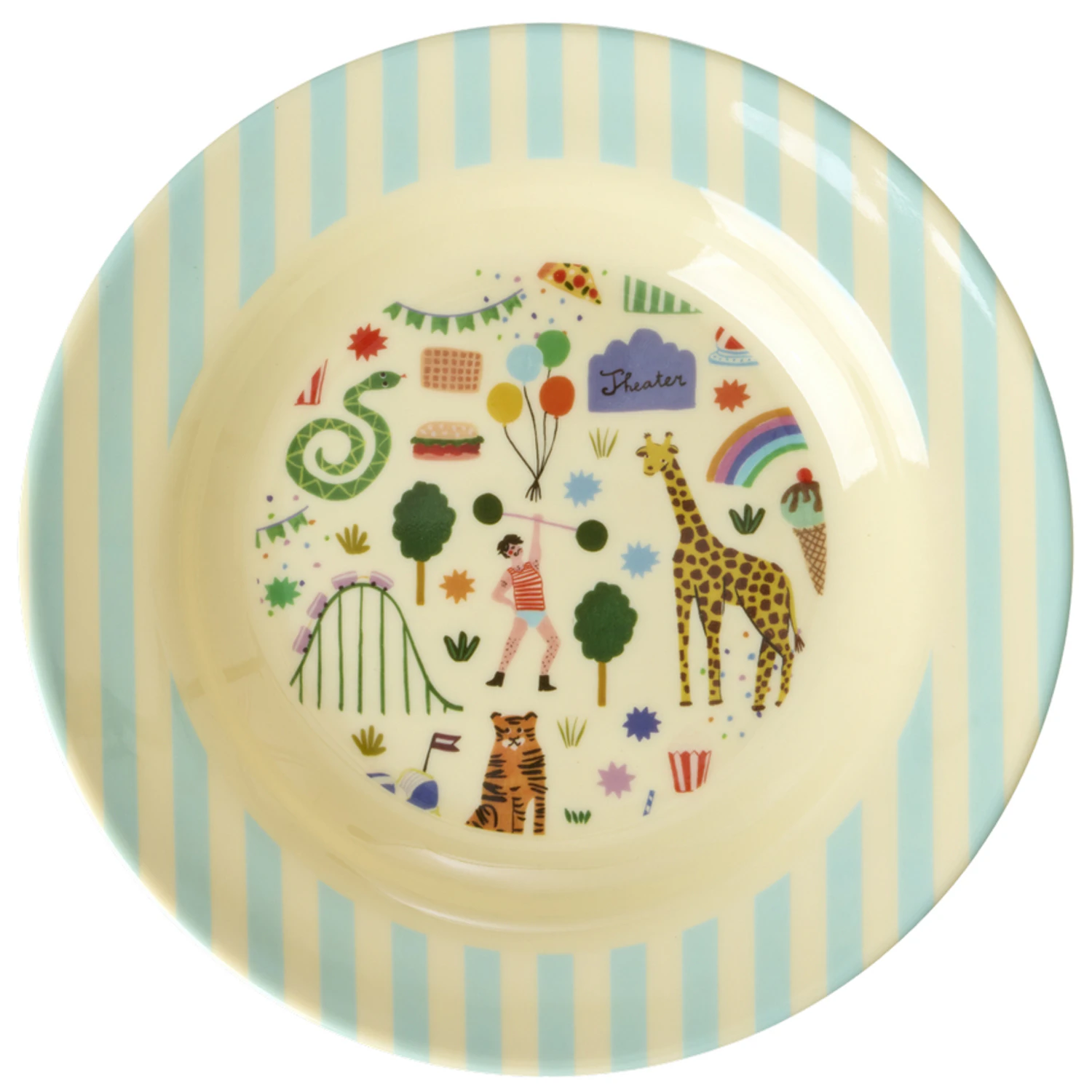 Rice e Bowl 20 Cm Mint Fun Fair - B&oslash;rnetallerkner Melamin - KIBOW-FUFAMI
