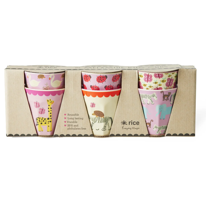 Melaminkopper 6-pak, Pink Wildlife