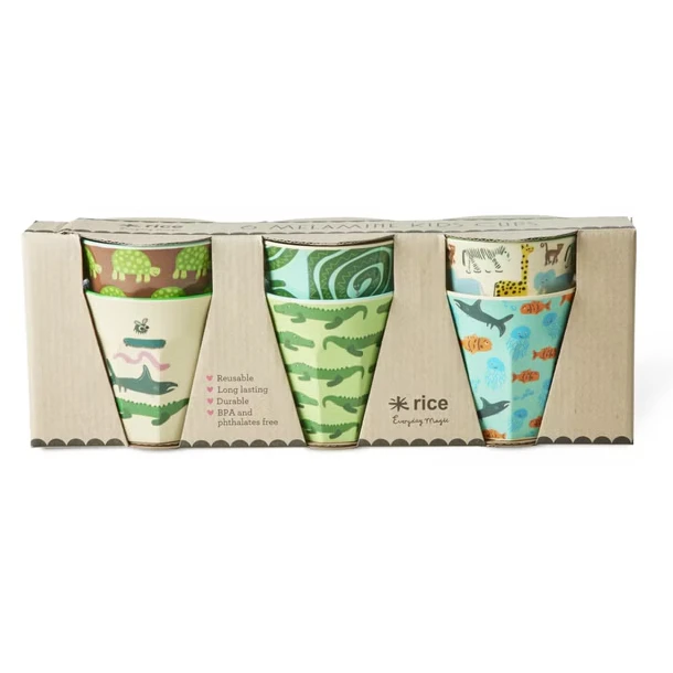 Rice kopper 6-pak Mint Wildlife - Krus & Kopper Melamin Multi - MELCU-6ZSWILIMI