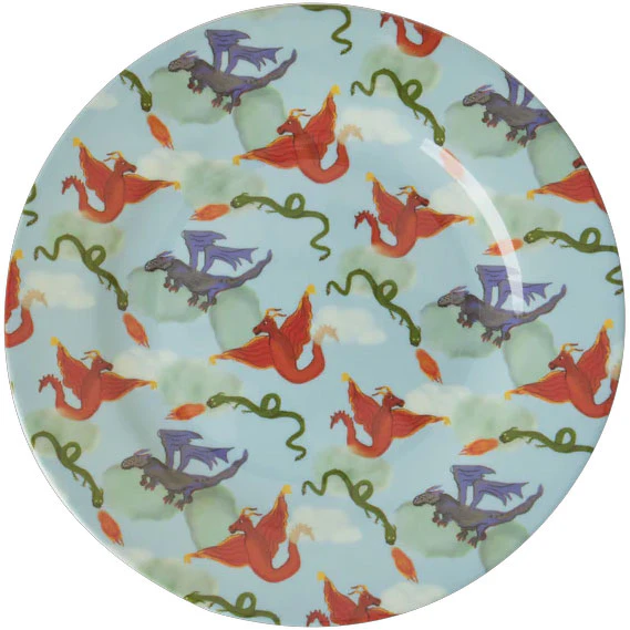 Rice tallerken 20 Cm Dragon - B&oslash;rnetallerkner Melamin Multi - MESPL-DRA