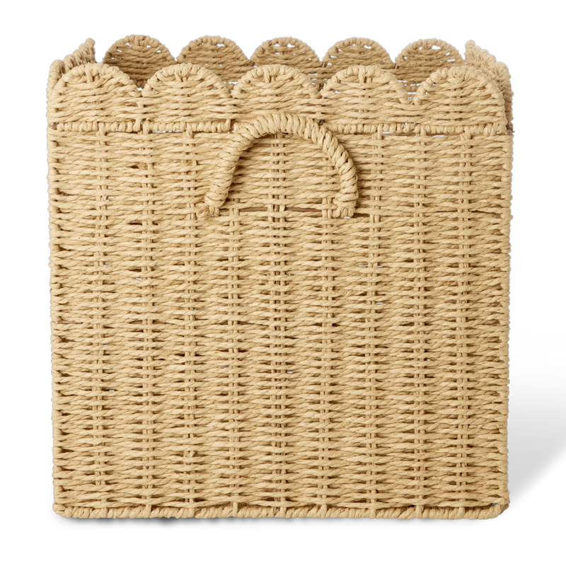 Paper Rope Kurv Foldbar Med Muslingeformede Kanter 33 cm, Naturlig