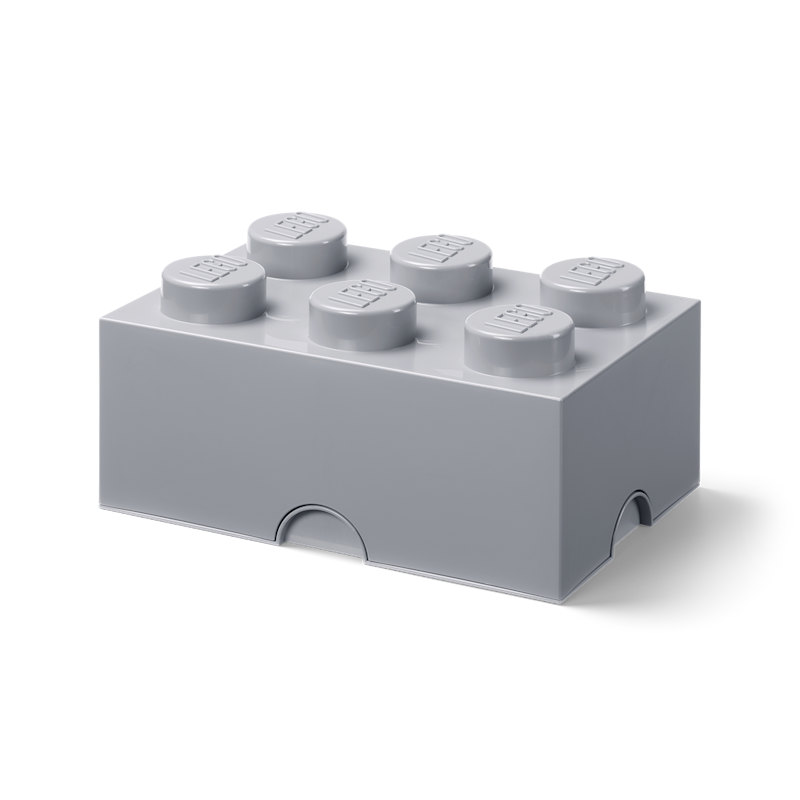 LEGO® Brick Opbevaringskasse 6 Knopper, Grå