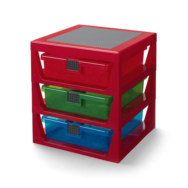 LEGO® Hylde Med 3 Skuffer, Rød