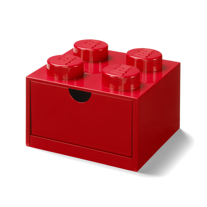 LEGO® Opbevaring Med Skuffe 4 Knopper, Rød