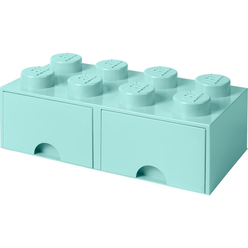 LEGO® Opbevaring Med 2 Skuffer 8 Knopper, Aqua