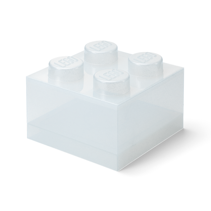LEGO® Brick Opbevaringskasse Translucent 4 Knopper, Glitter Translucent