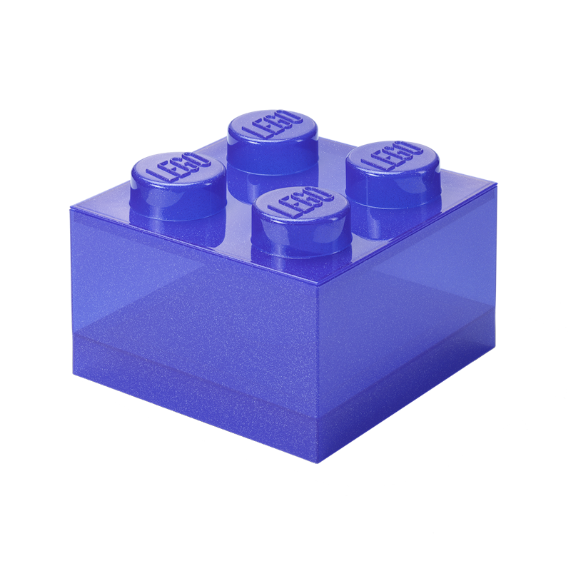 LEGO® Brick Opbevaringskasse Translucent 4 Knopper, Glitter Violet