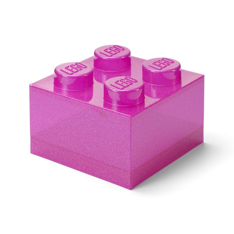LEGO® Brick Opbevaringskasse Translucent 4 Knopper, Glitter Medium Violet