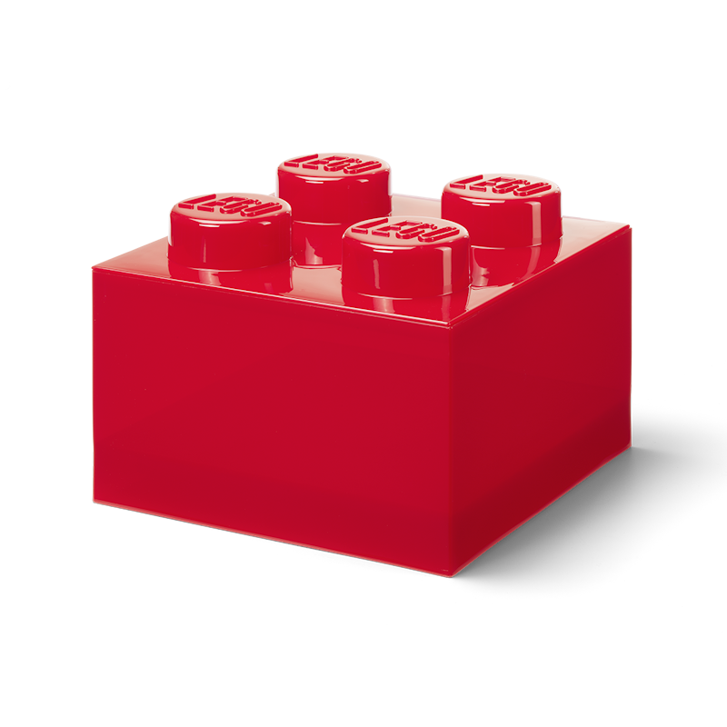 LEGO® Brick Opbevaringskasse Translucent 4 Knopper, Rød