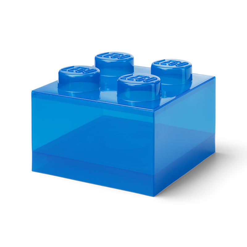 LEGO® Brick Opbevaringskasse Translucent 4 Knopper, Blå