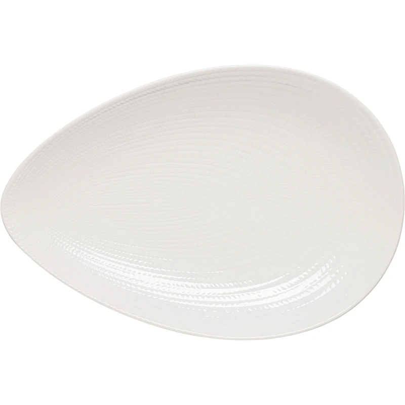 Blå Eld Tallerken 24x35 cm, Hvid