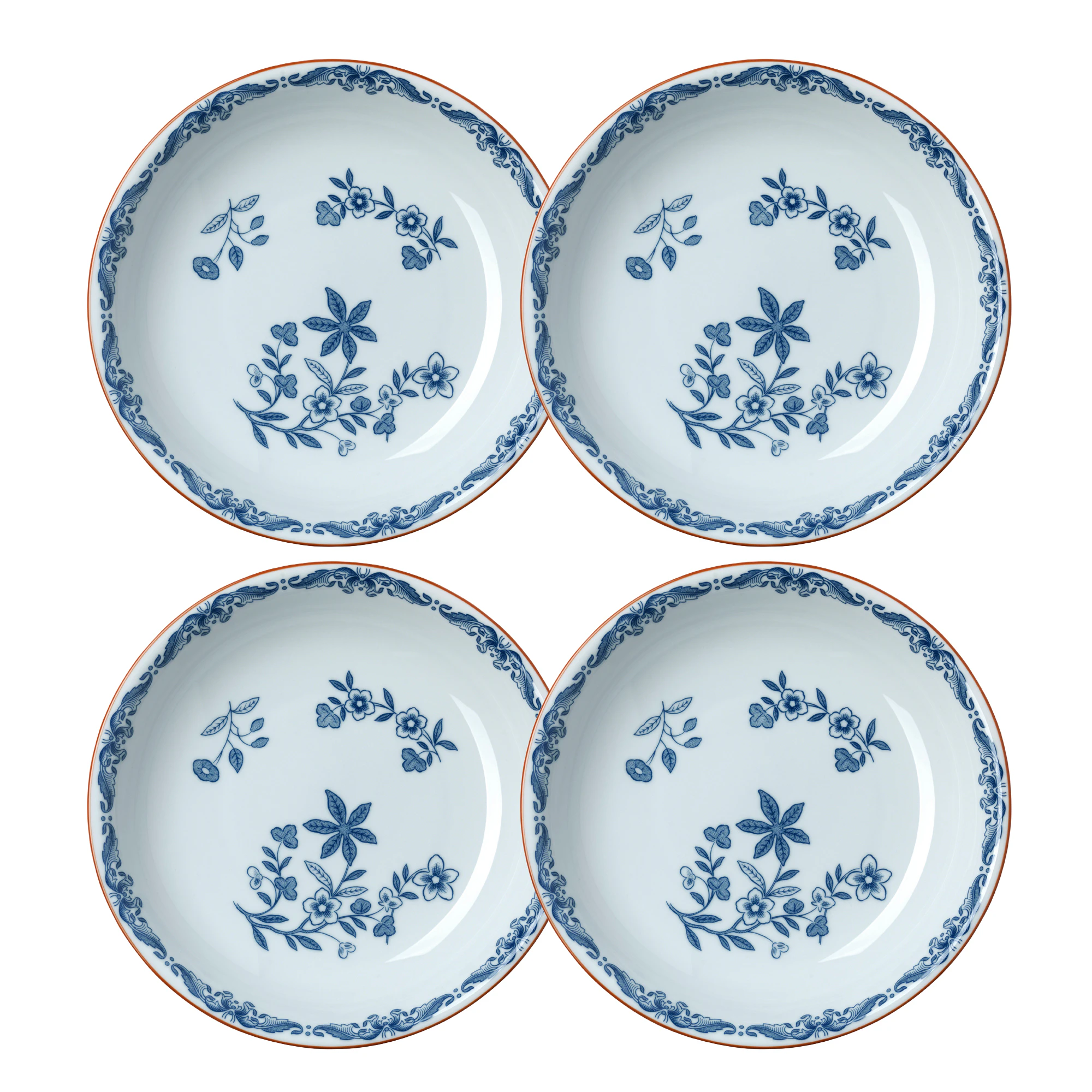 R&ouml;rstrand Ostindia Dyb Tallerken 22 Cm 4-pak - Dybe tallerkner Porcel&aelig;n Bl&aring; - 1012325X4