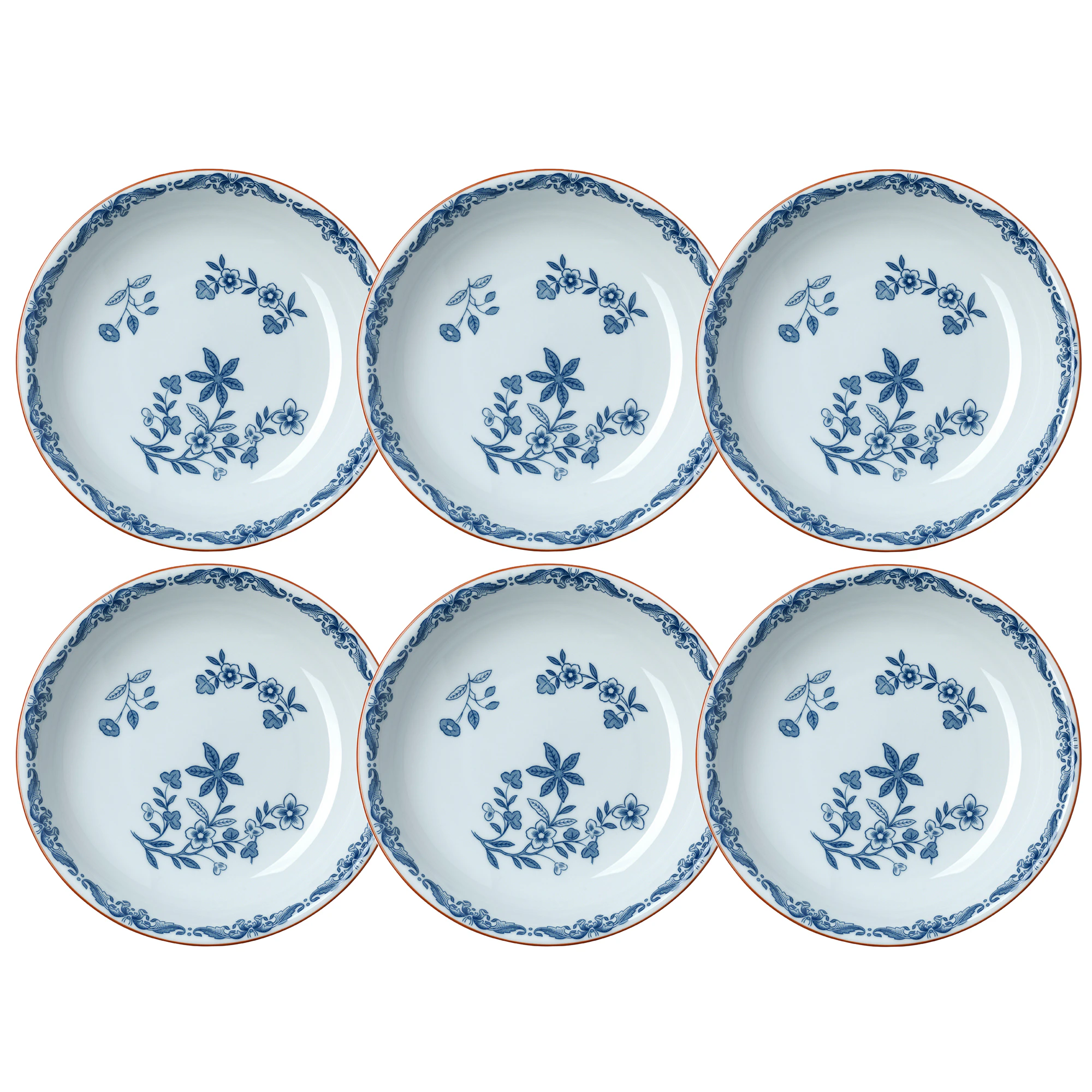 R&ouml;rstrand Ostindia Dyb Tallerken 22 Cm 6-pak - Dybe tallerkner Porcel&aelig;n Bl&aring; - 1012325X6