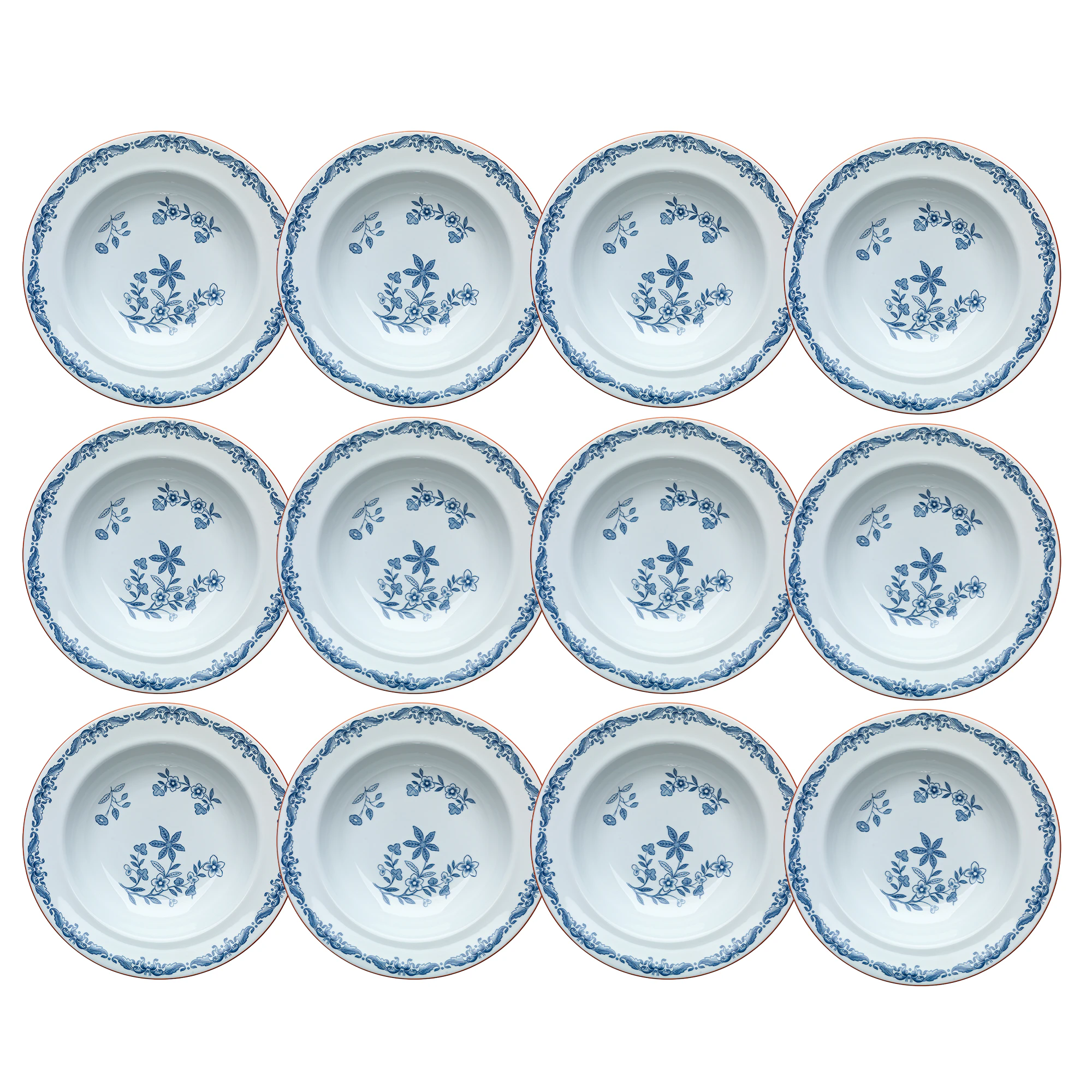 R&ouml;rstrand Ostindia Dyb Tallerken 24 Cm 12-pak - Dybe tallerkner Porcel&aelig;n Bl&aring; - 1011689X12