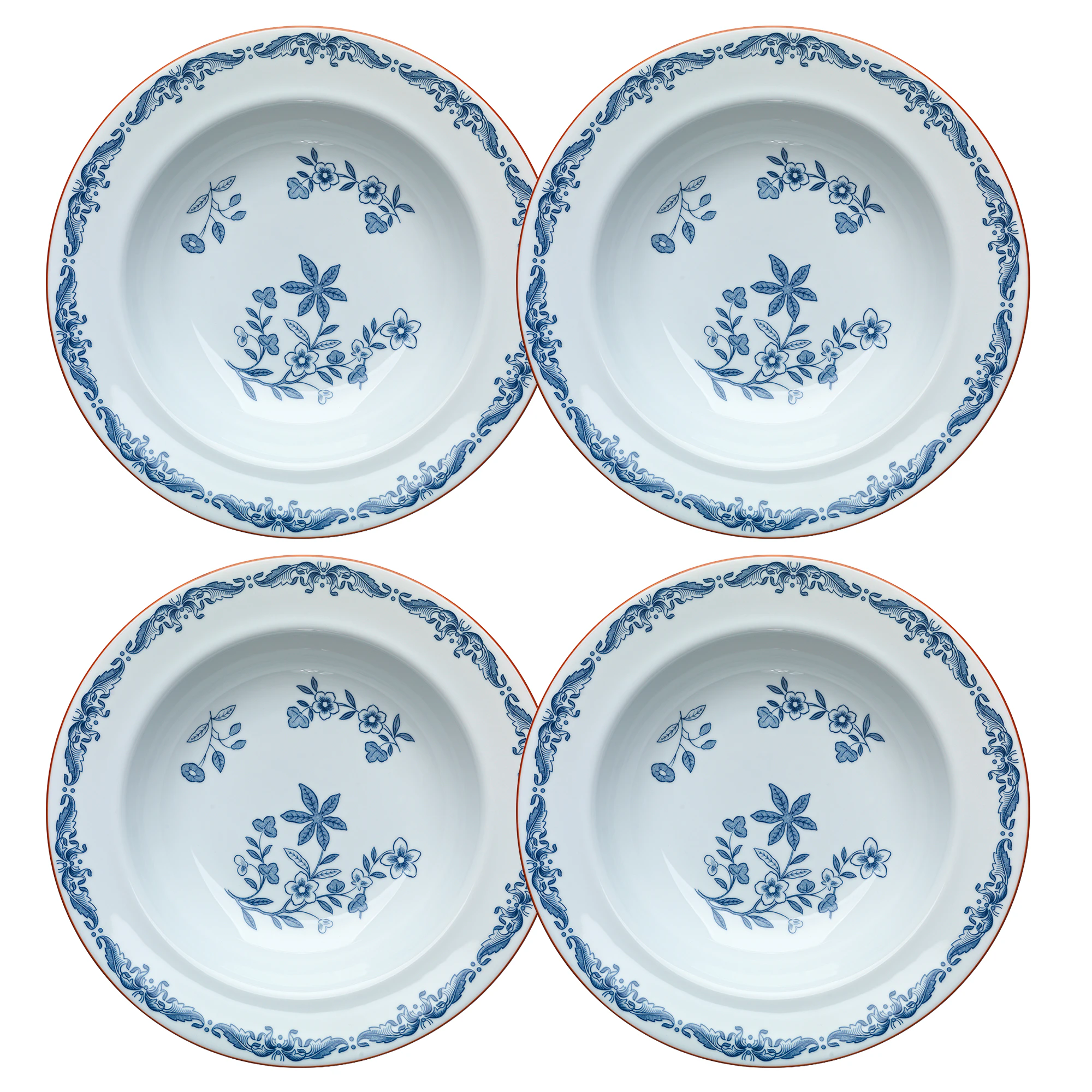 R&ouml;rstrand Ostindia Dyb Tallerken 24 Cm 4-pak - Dybe tallerkner Porcel&aelig;n Bl&aring; - 1011689X4
