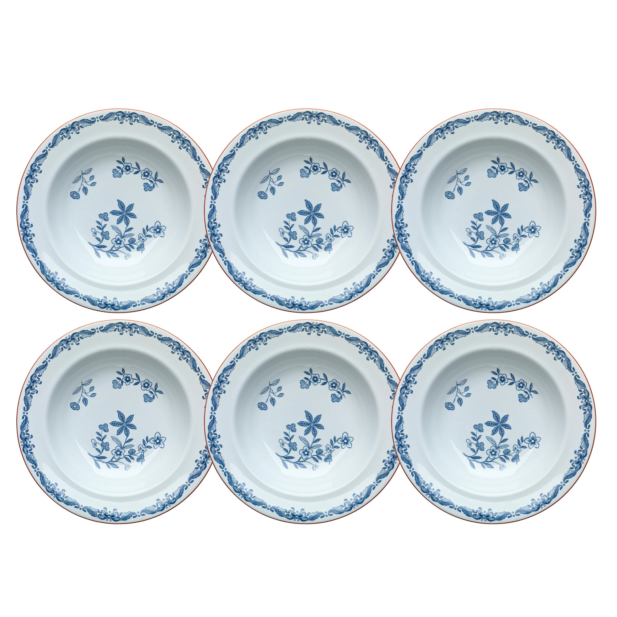 R&ouml;rstrand Ostindia Dyb Tallerken 24 Cm 6-pak - Dybe tallerkner Porcel&aelig;n Bl&aring; - 1011689X6
