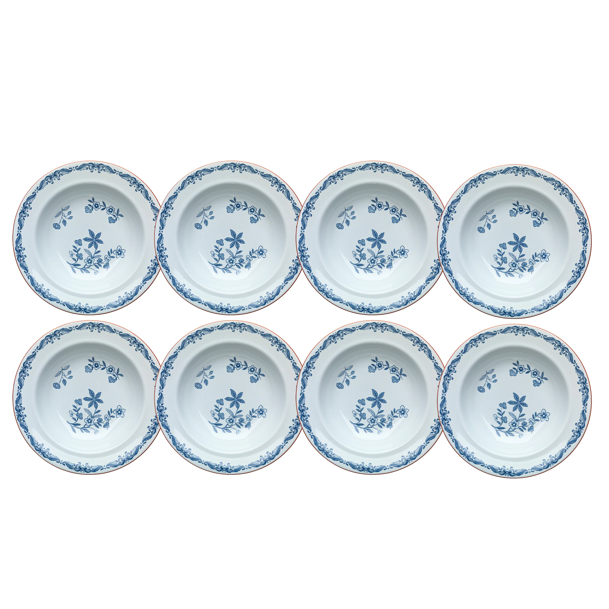 R&ouml;rstrand Ostindia Dyb Tallerken 24 Cm 8-pak - Dybe tallerkner Porcel&aelig;n Bl&aring; - 1011689X8