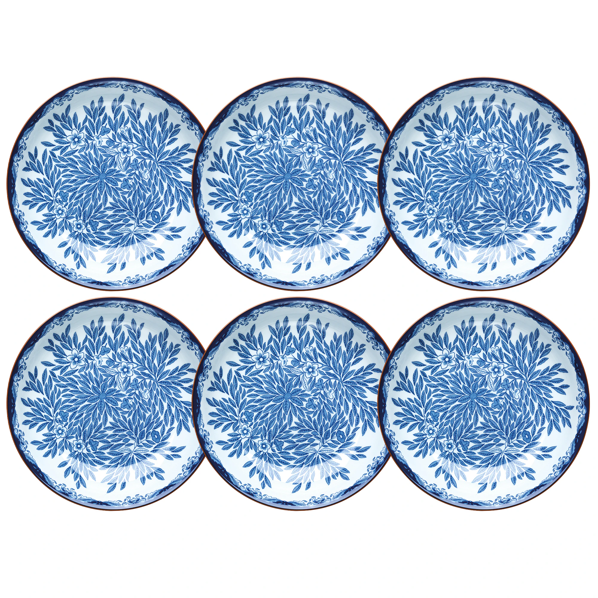 R&ouml;rstrand Ostindia Floris Dyb Tallerken 22 Cm 6-pak - Dybe tallerkner Porcel&aelig;n Bl&aring; - 1019771X6