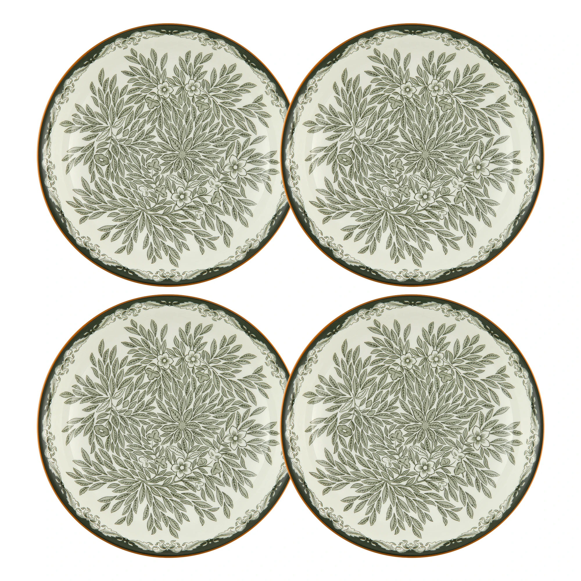 R&ouml;rstrand Ostindia Floris Dyb Tallerken 22 Cm 4-pak - Dybe tallerkner Porcel&aelig;n Gr&oslash;n - 1074224-4PACK