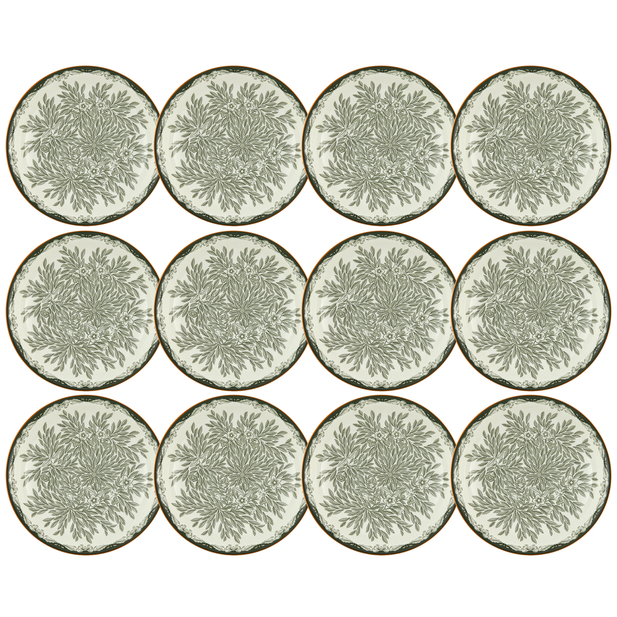 R&ouml;rstrand Ostindia Floris Dyb Tallerken 22 Cm 12-pak - Dybe tallerkner Porcel&aelig;n Gr&oslash;n - 1074224X12