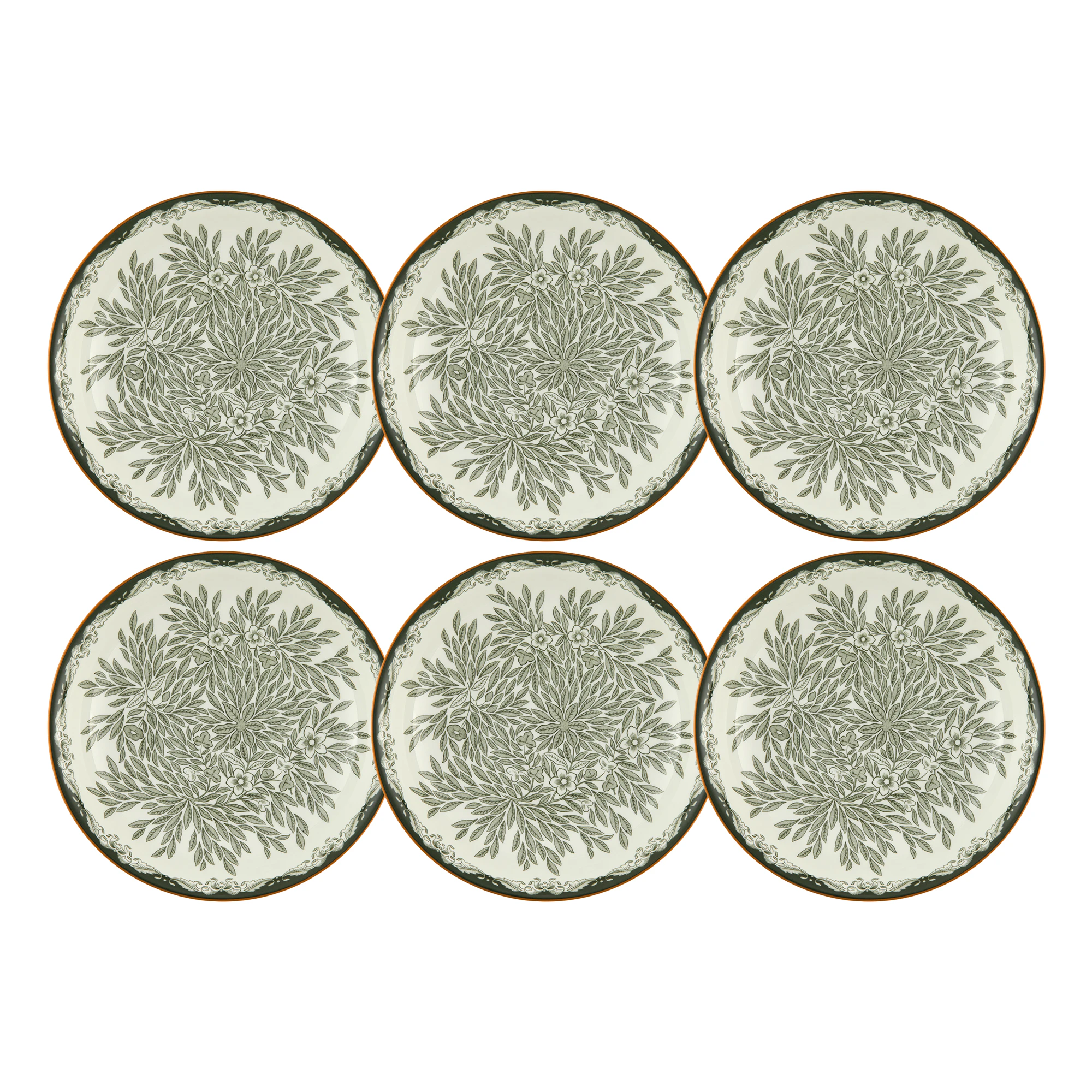 R&ouml;rstrand Ostindia Floris Dyb Tallerken 22 Cm 6-pak - Dybe tallerkner Porcel&aelig;n Gr&oslash;n - 1074224X6