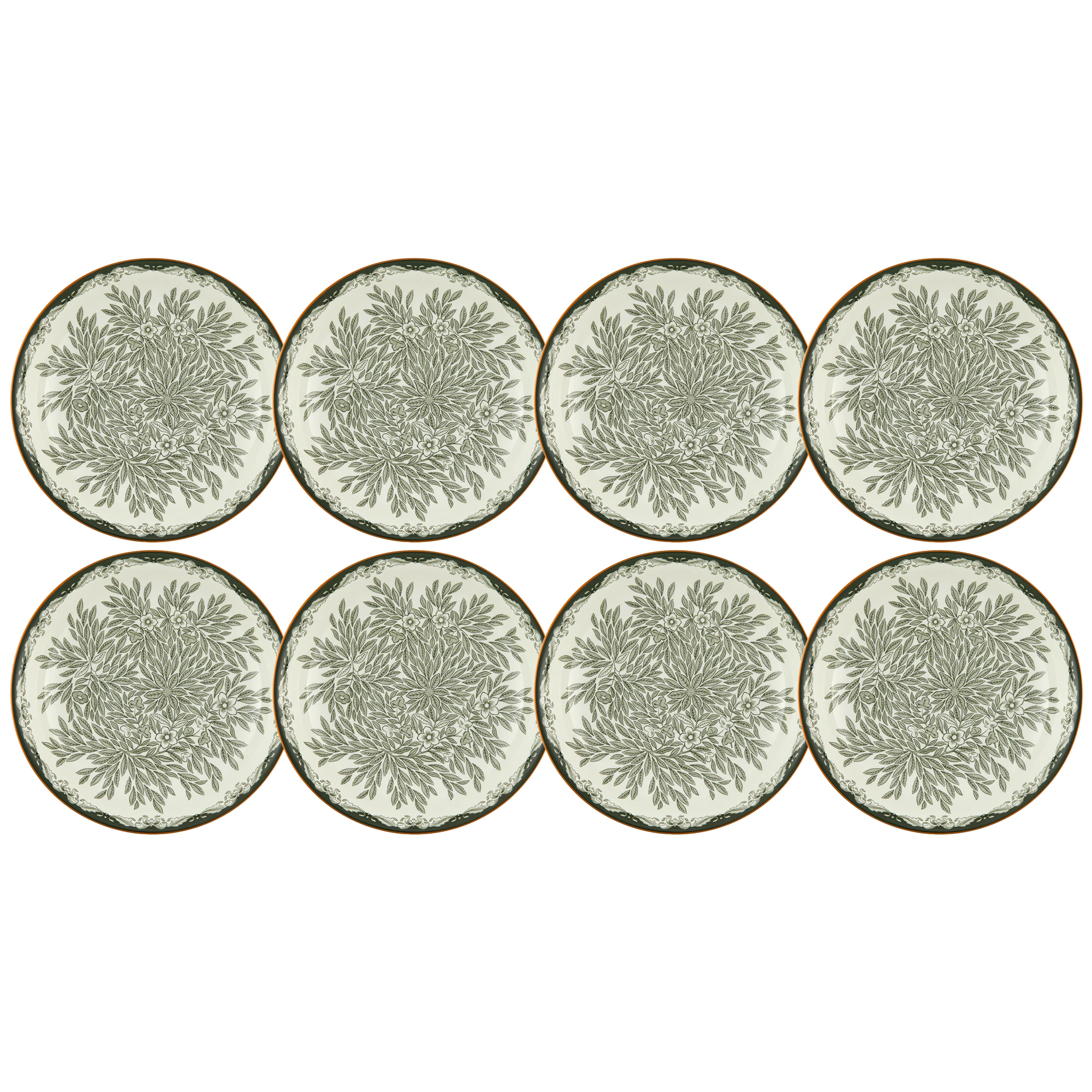 R&ouml;rstrand Ostindia Floris Dyb Tallerken 22 Cm 8-pak - Dybe tallerkner Porcel&aelig;n Gr&oslash;n - 1074224X8