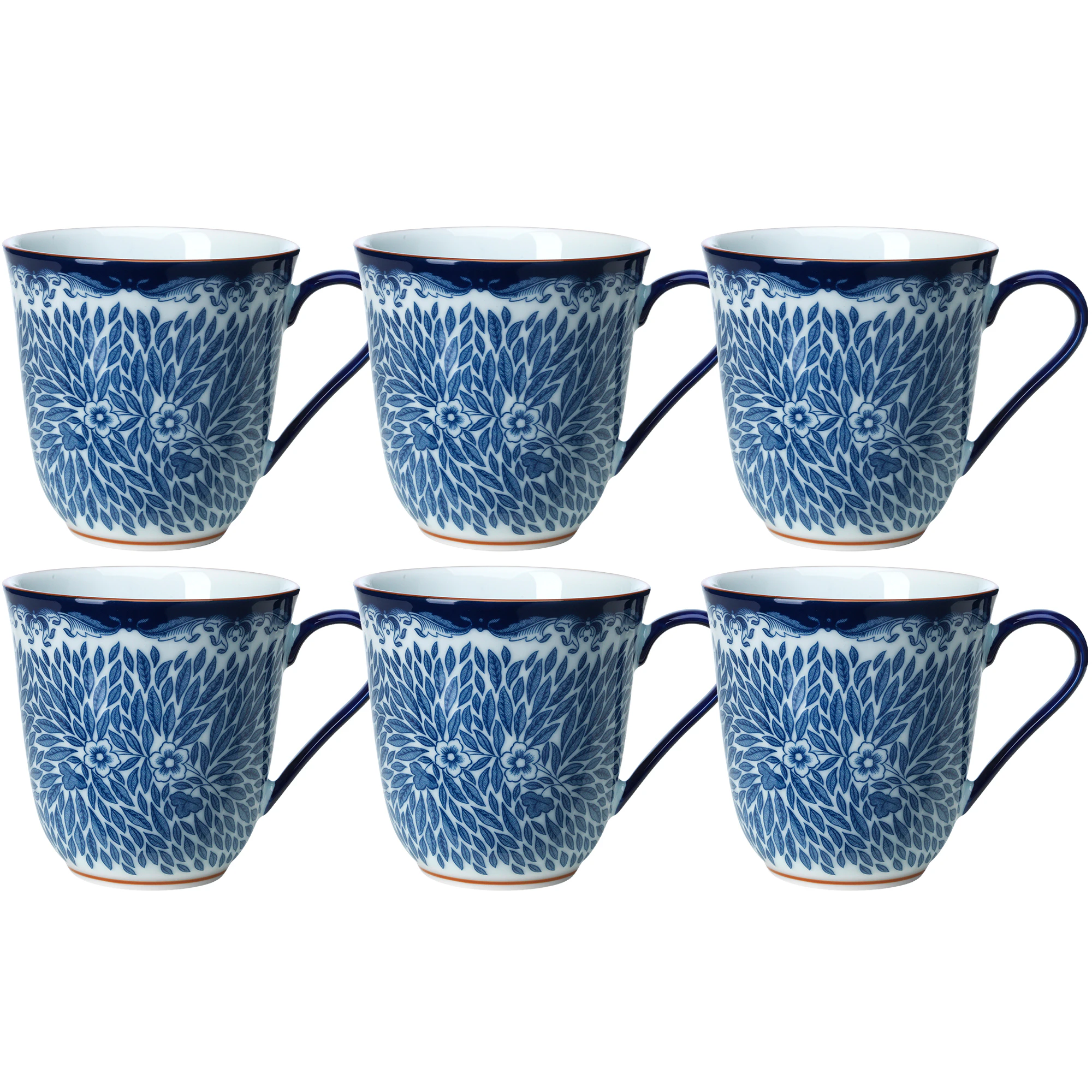 R&ouml;rstrand Ostindia Floris Krus 30 Cl 6-pak t - Kaffekopper Porcel&aelig;n Bl&aring; - 1012353X3