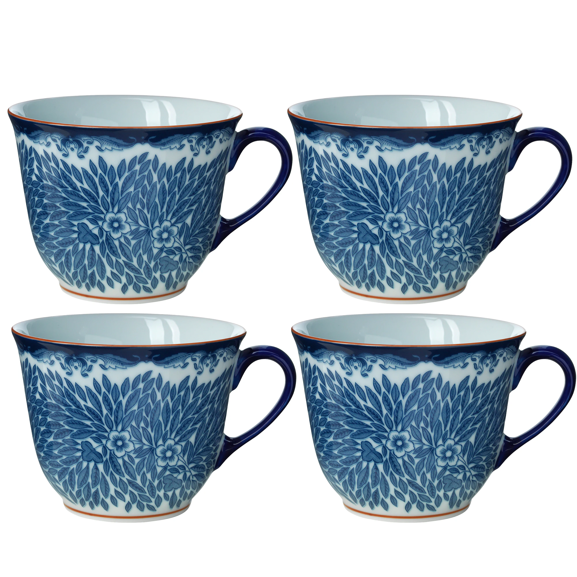 R&ouml;rstrand Ostindia Floris Krus 40 Cl 4-pak t - Kaffekopper Porcel&aelig;n Bl&aring; - 1012344X4