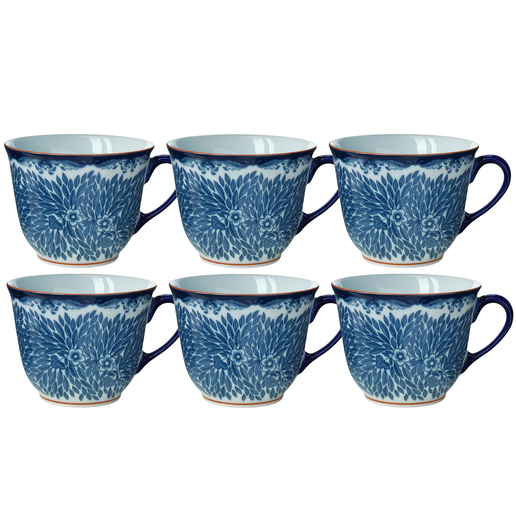 R&ouml;rstrand Ostindia Floris Krus 40 Cl 6-pak t - Kaffekopper Porcel&aelig;n Bl&aring; - 1012344X6