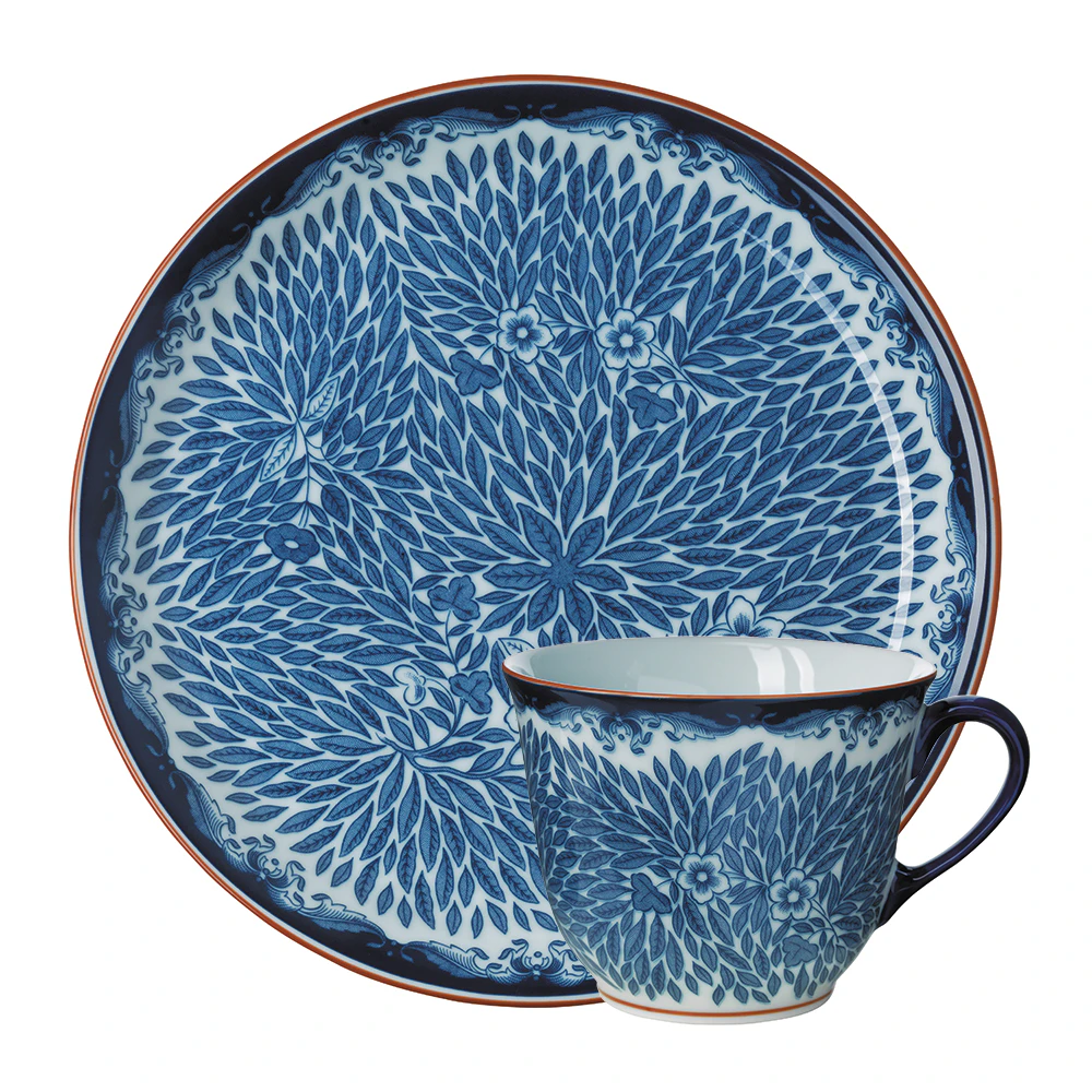 R&ouml;rstrand Ostindia Floris Krus & Tallerken - Kaffekopper Porcel&aelig;n Bl&aring; - 1012350