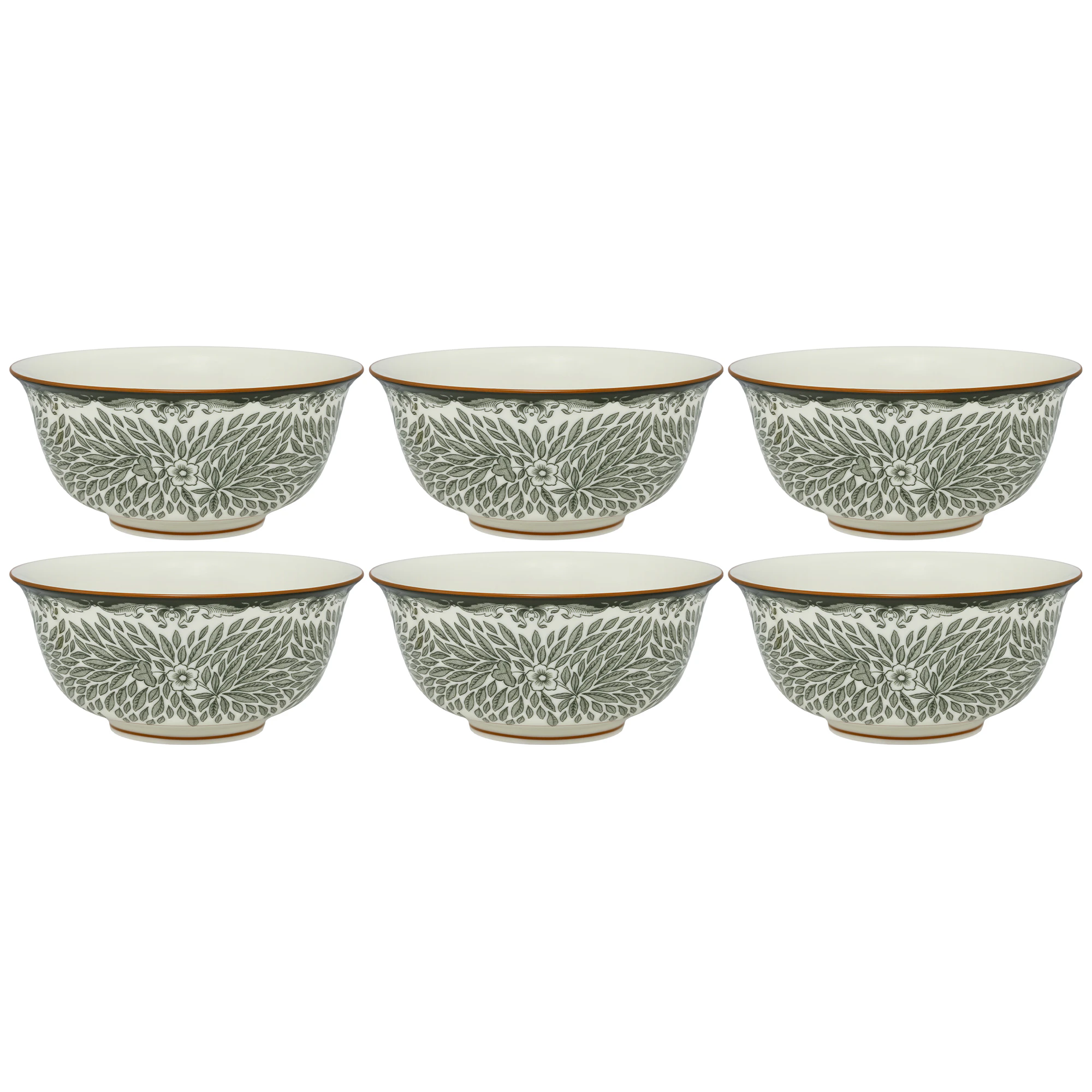 R&ouml;rstrand Ostindia Floris Sk&aring;l 50 Cl 6-pak - Serveringssk&aring;le Porcel&aelig;n Gr&oslash;n - 1074219X6