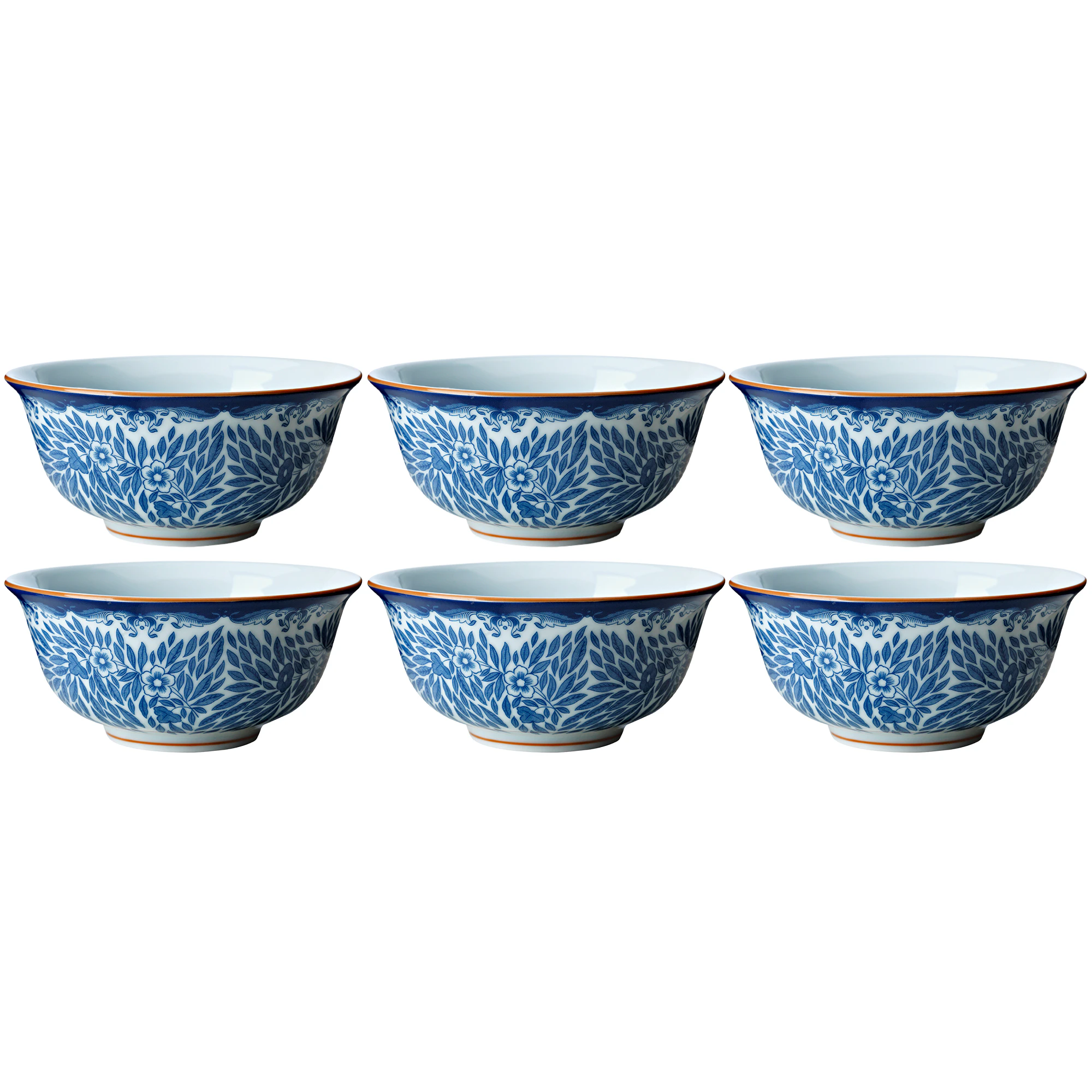 R&ouml;rstrand Ostindia Floris Sk&aring;l 50 Cl 6-pak - Serveringssk&aring;le Porcel&aelig;n Bl&aring; - 1012346X6