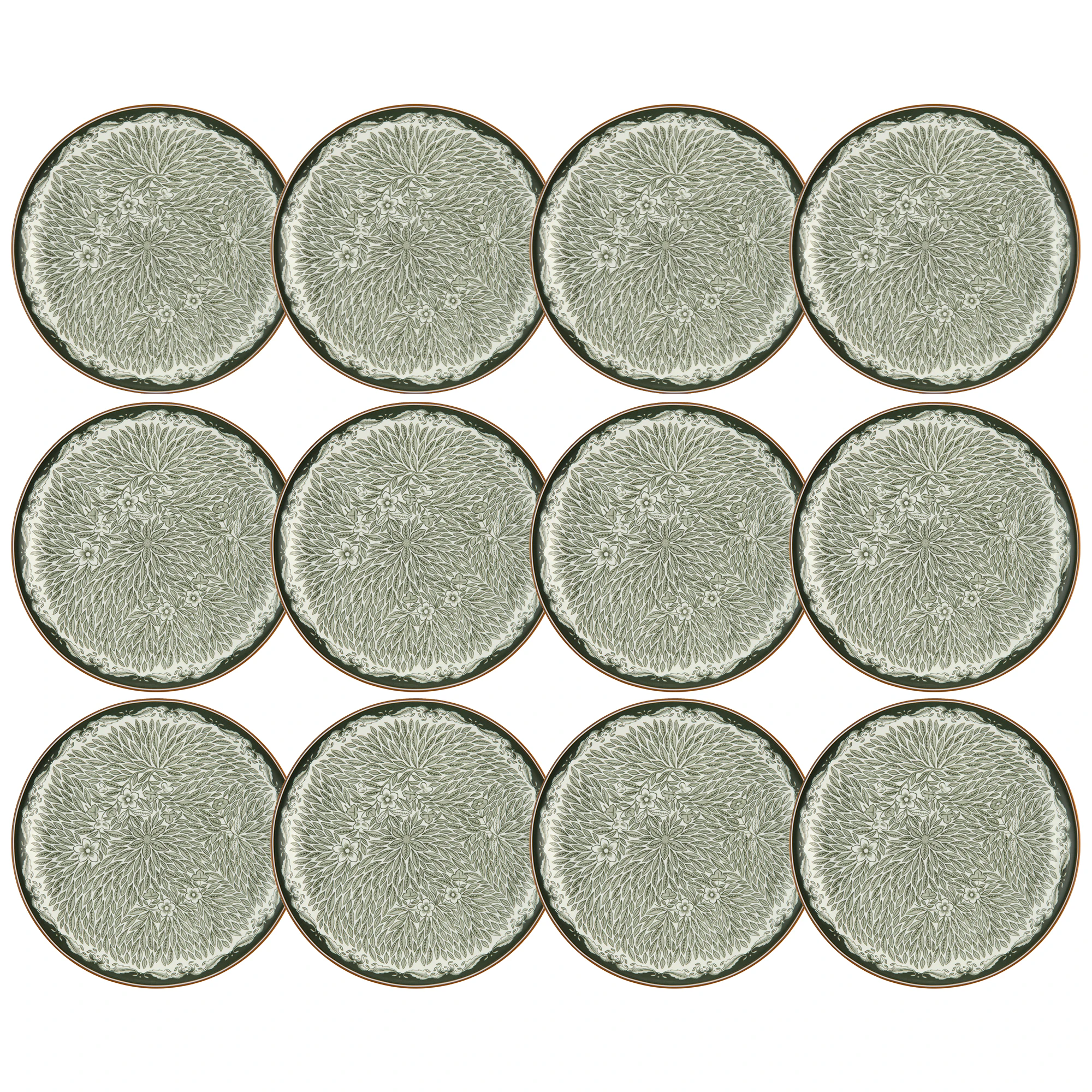 R&ouml;rstrand Ostindia Floris Tallerken 20 Cm 12-pak - Asietter Porcel&aelig;n Gr&oslash;n - 1074223X12