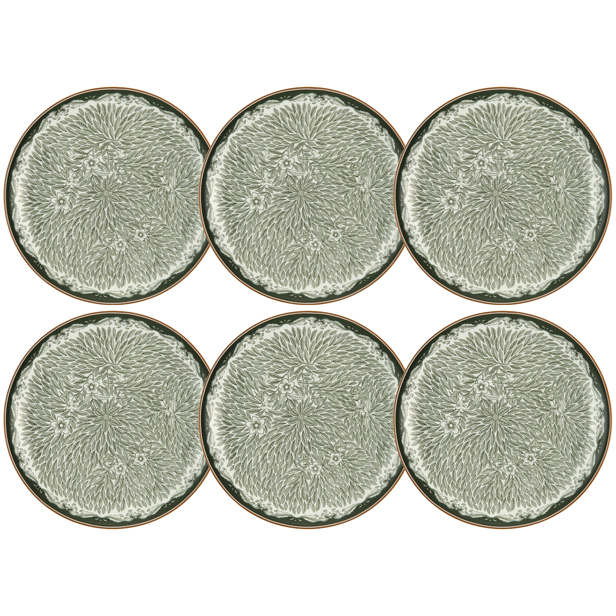 R&ouml;rstrand Ostindia Floris Tallerken 20 Cm 6-pak - Asietter Porcel&aelig;n Gr&oslash;n - 1074223X6