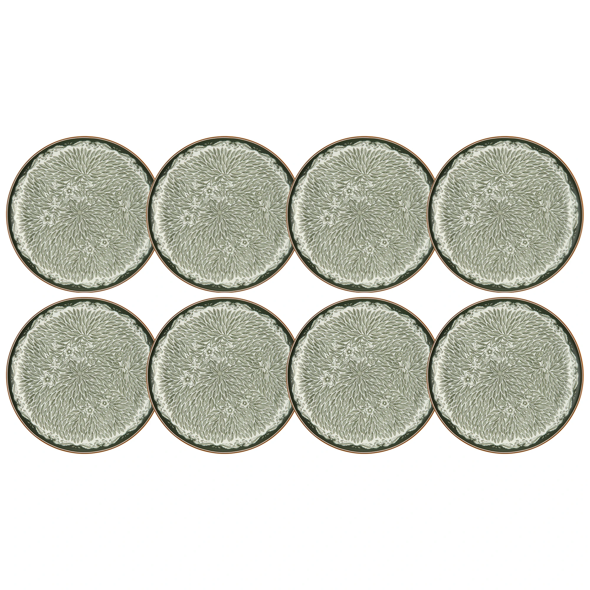 R&ouml;rstrand Ostindia Floris Tallerken 20 Cm 8-pak - Asietter Porcel&aelig;n Gr&oslash;n - 1074223X8