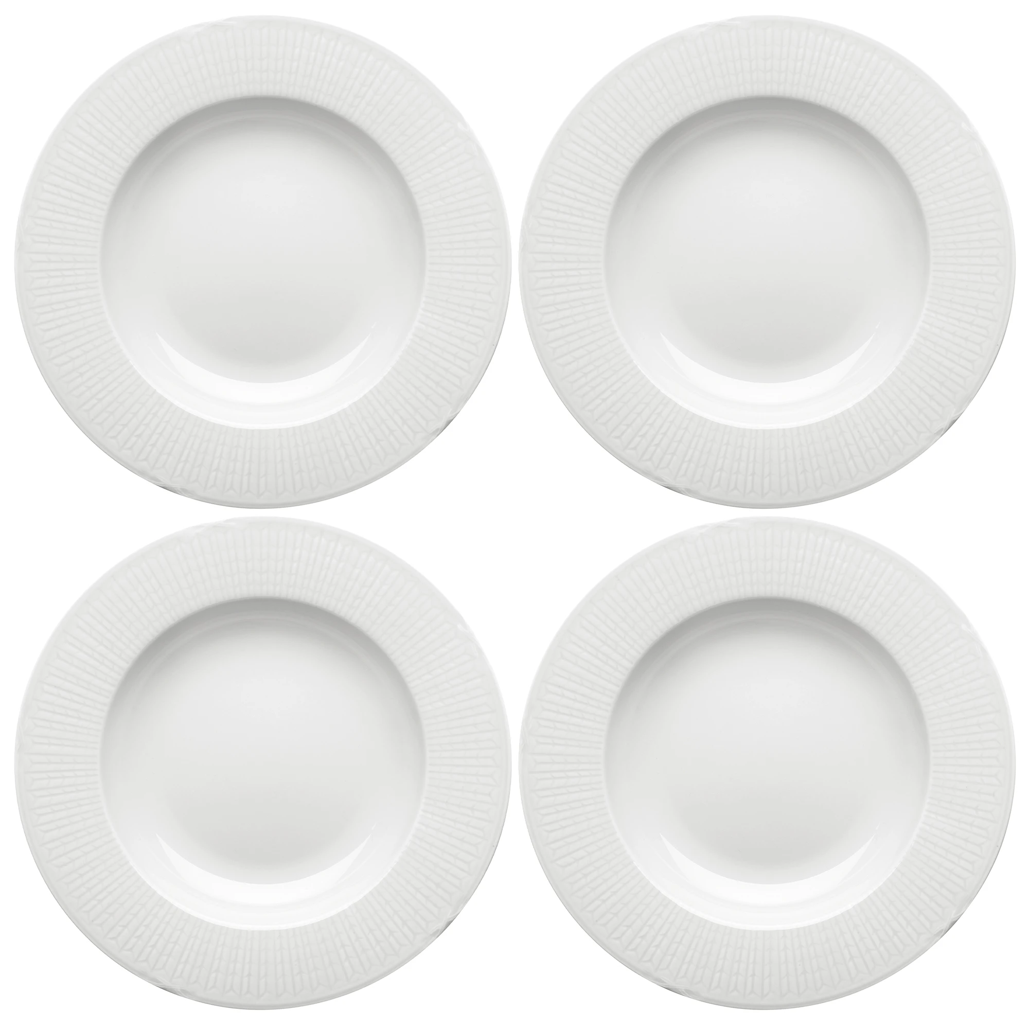 R&ouml;rstrand Swedish Grace Dyb Tallerken 25 Cm 4-pak Sne - Dybe tallerkner Porcel&aelig;n Snow (White) - 1012215X4