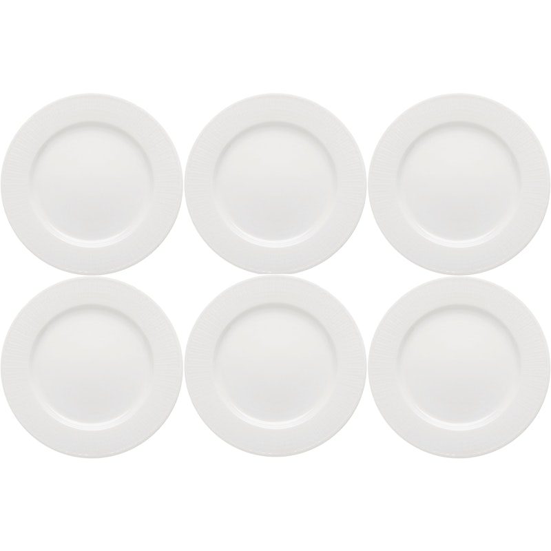 Swedish Grace Tallerken 21 cm 6-pak, Snow (White)