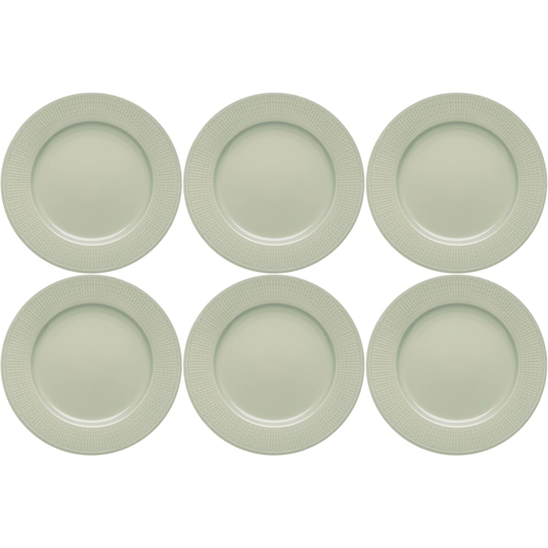 Swedish Grace Tallerken 21 cm 6-pak, Meadow (Light Green)