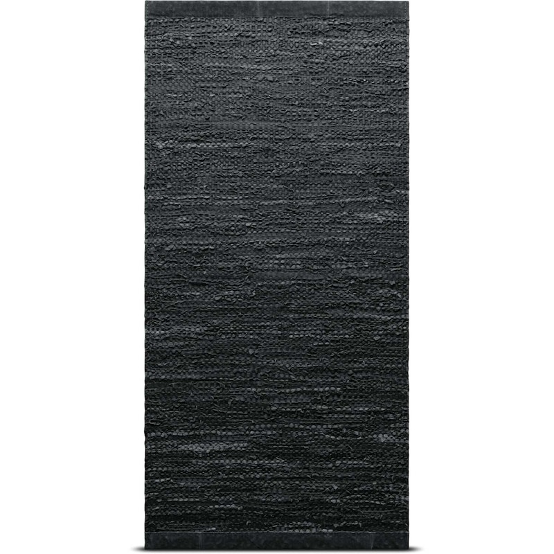 Leather Tæppe Med Kant 140x200, Mørkegrå