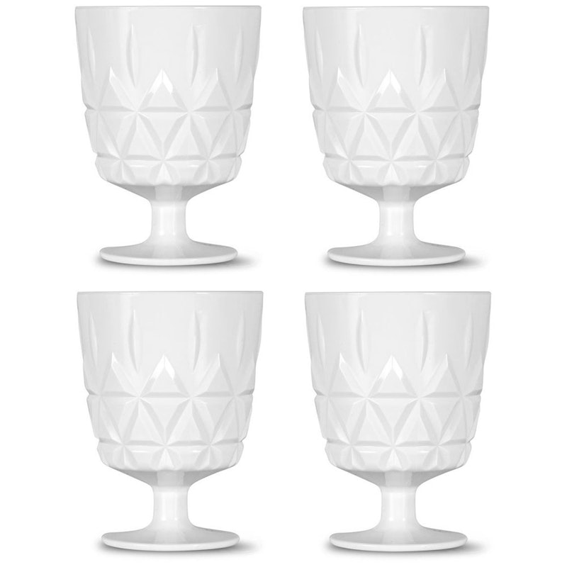 Picknick Glas med Fod Akryl 4-pak, Hvidt