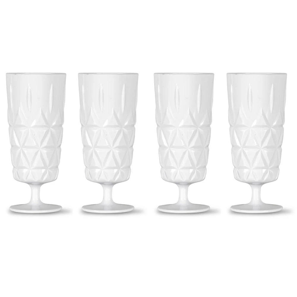 Sagaform Picknick Glas H&oslash;jt Med Fod Akryl 4-pak t - Champagneglas Akrylglas Hvid - 5018173