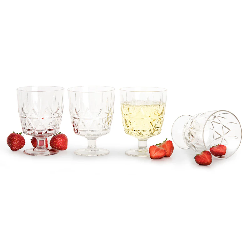 Picnic Juni Glas Med Fod 4-pak, Klart