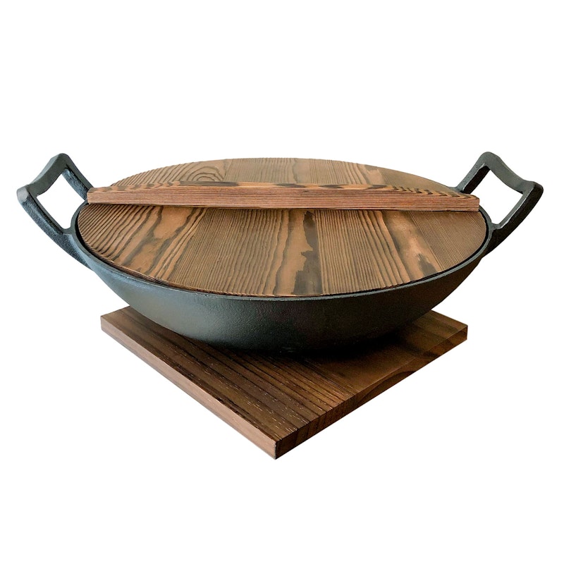 Nabe Wok Med Trælåg Og Glaslåg Ø36 cm/6 L