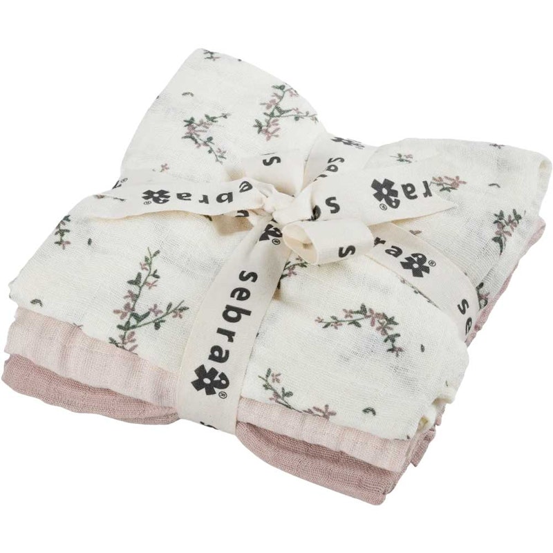 Muslin Babytæppe 3-pak, Powder Blossom