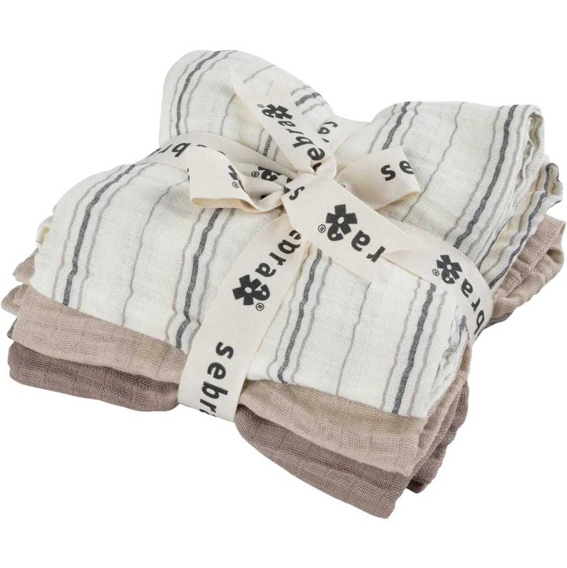 Muslin Babytæppe 3-pak, Cream Stripe