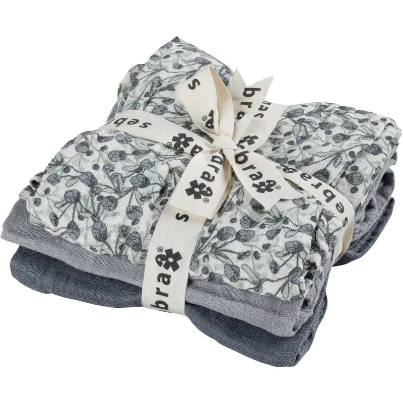 Muslin Babytæppe 3-pak, Blue Olive