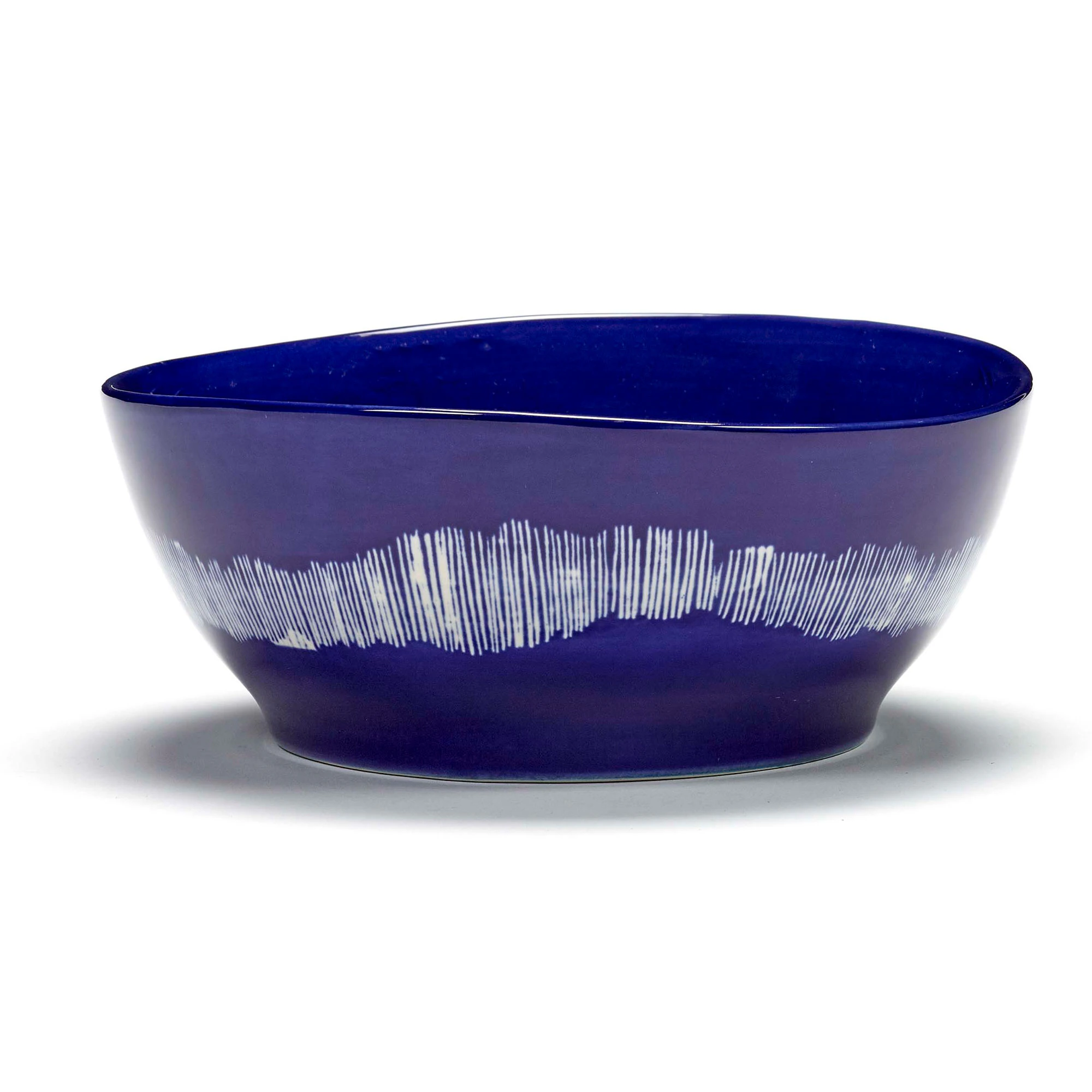 Serax Feast Bowl 18 Cm Dark Blue / White Striped - Serveringssk&aring;le Stent&oslash;j Hvid - B8921010C