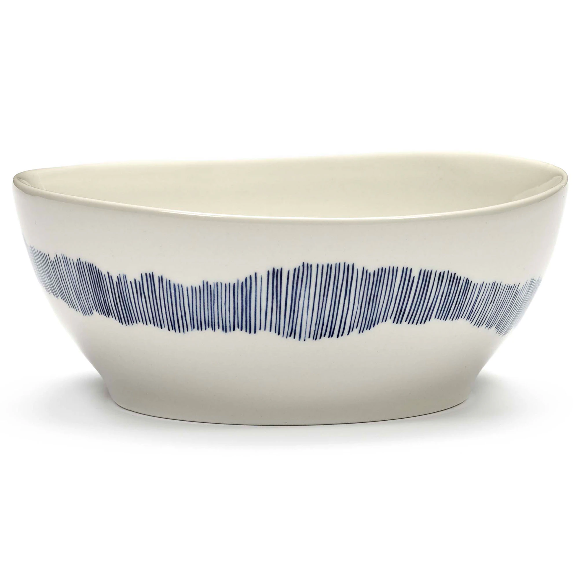 Serax Feast Bowl 18 Cm White / Blue Striped - Serveringssk&aring;le Stent&oslash;j Hvid - B8921010B