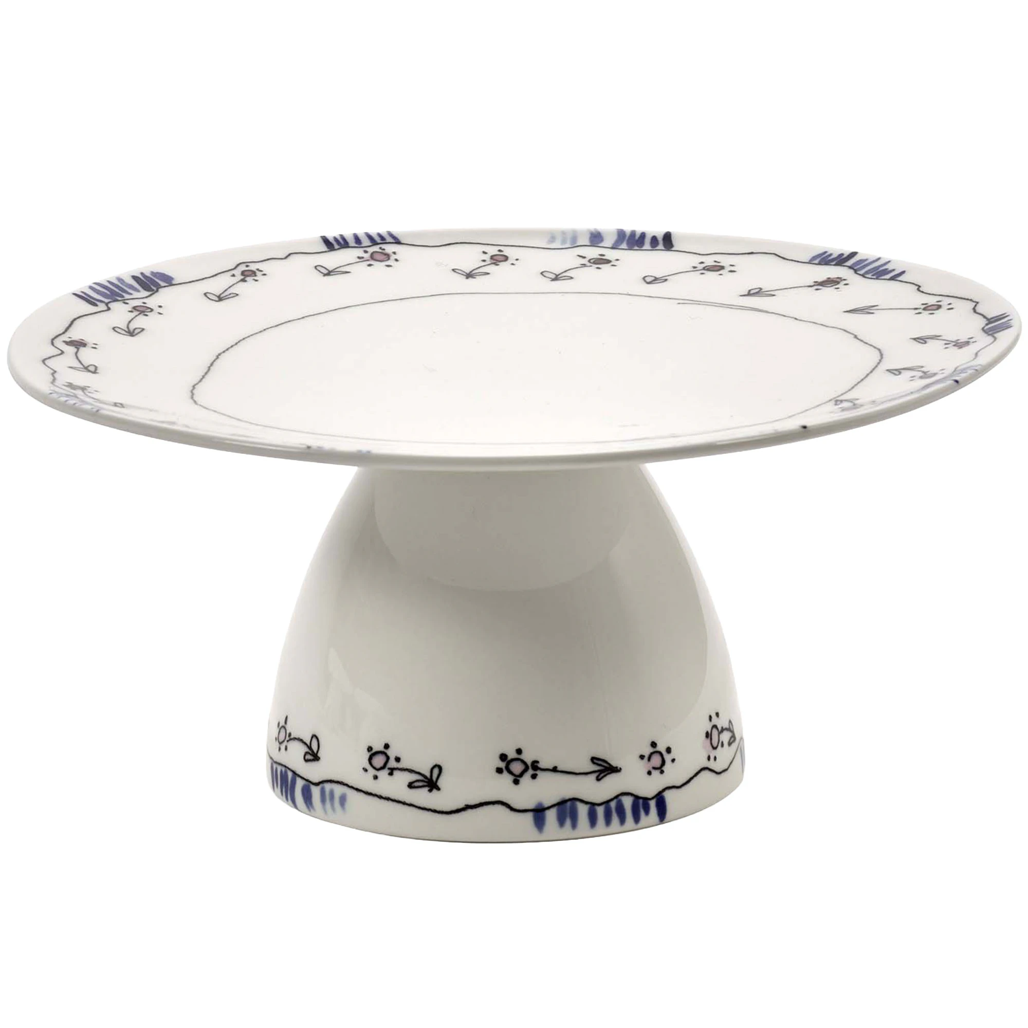 Serax Midnight Flowers Cake Stand Small 20 Cm - Kagefad, T&aelig;rtefade & Sk&aring;le Benporcel&aelig;n Milk - B9225145-307